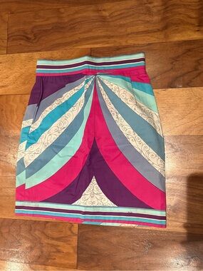Emilio Pucci Fuchsia, Teal & Purple Graphic Panel Mini Skirt